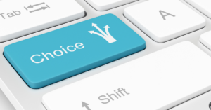 A choice button on a keyboard